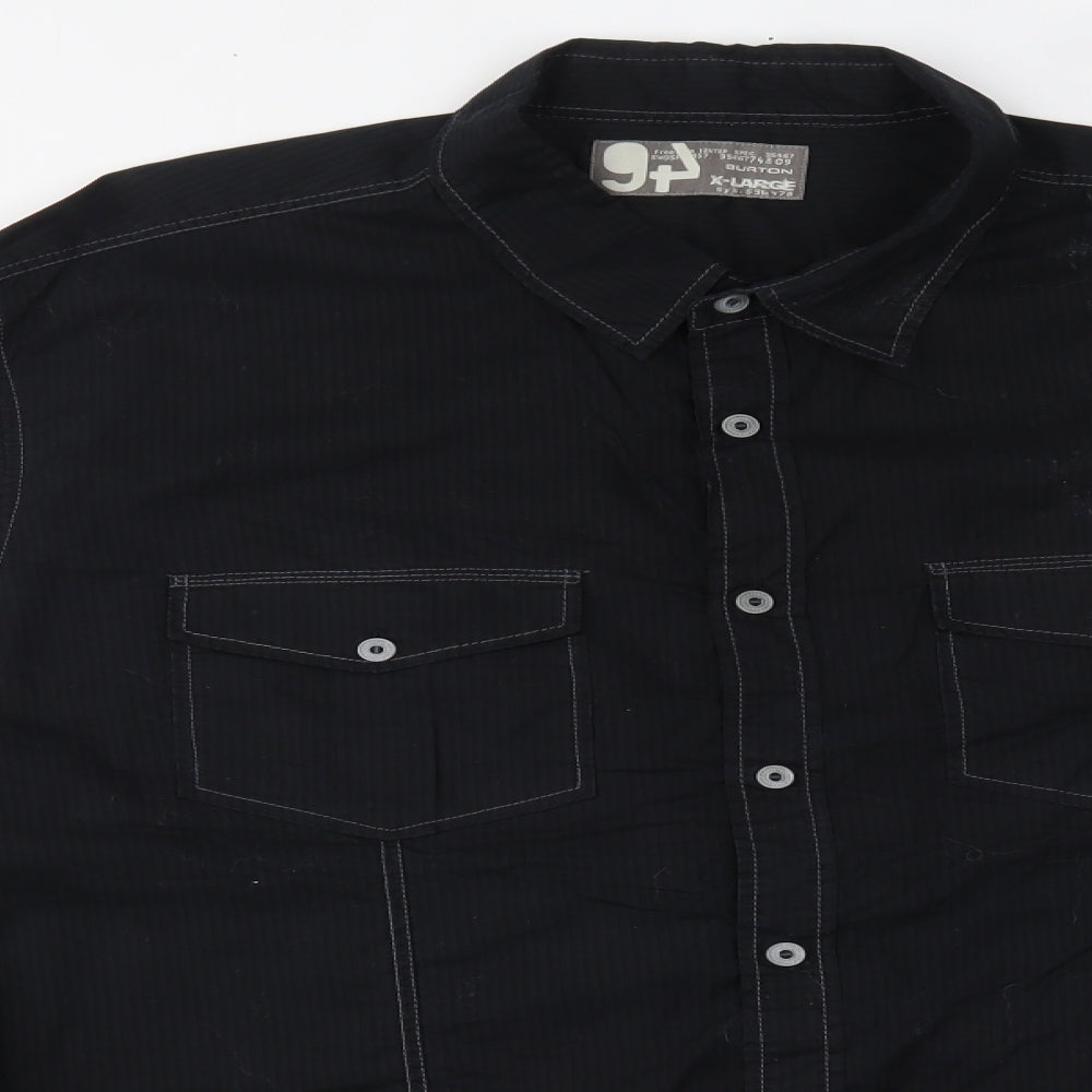 Mens UK Size XL Burton Black  Button-Up Long Sleeve Casual Shirt