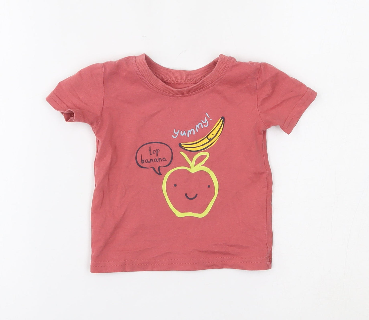 George Baby Red   Basic T-Shirt Size 3-6 Months  - banana
