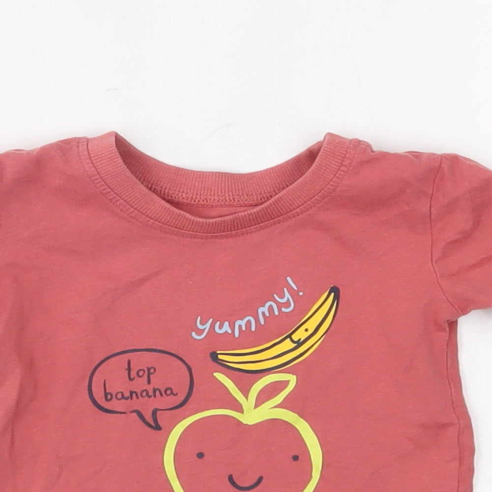 George Baby Red   Basic T-Shirt Size 3-6 Months  - banana