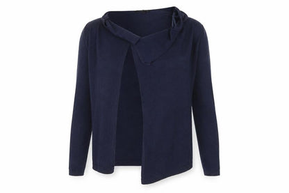 Front view of New Look women’s blue cardigan jumper, size UK 8