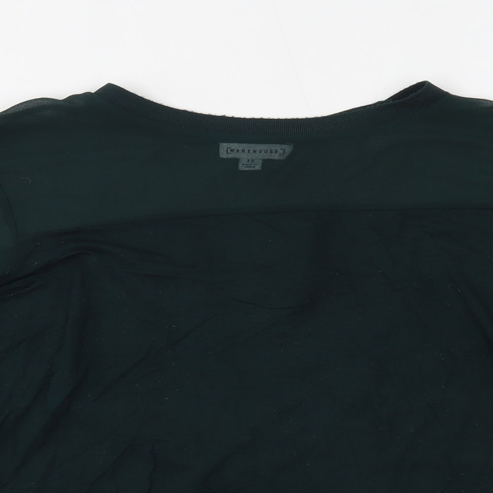 Womens UK Size 12 Warehouse Green Basic Blouse