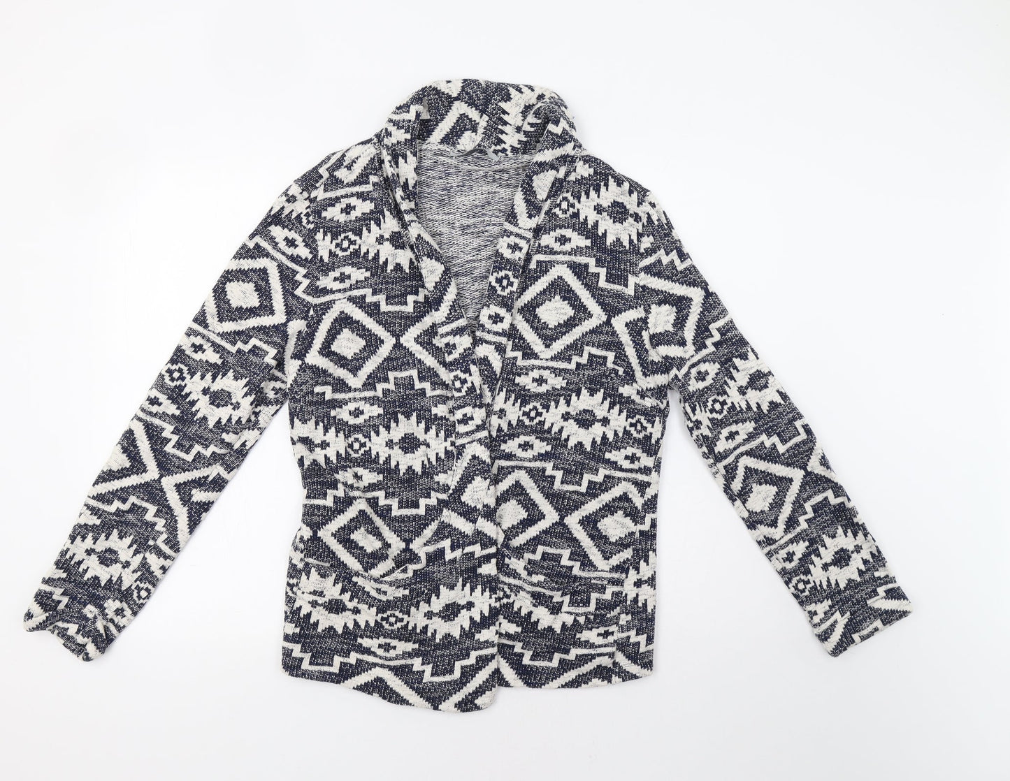 George Womens Blue Geometric  Overcoat Coatigan Size 14