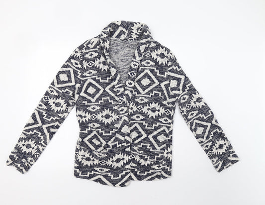 George Womens Blue Geometric  Overcoat Coatigan Size 14