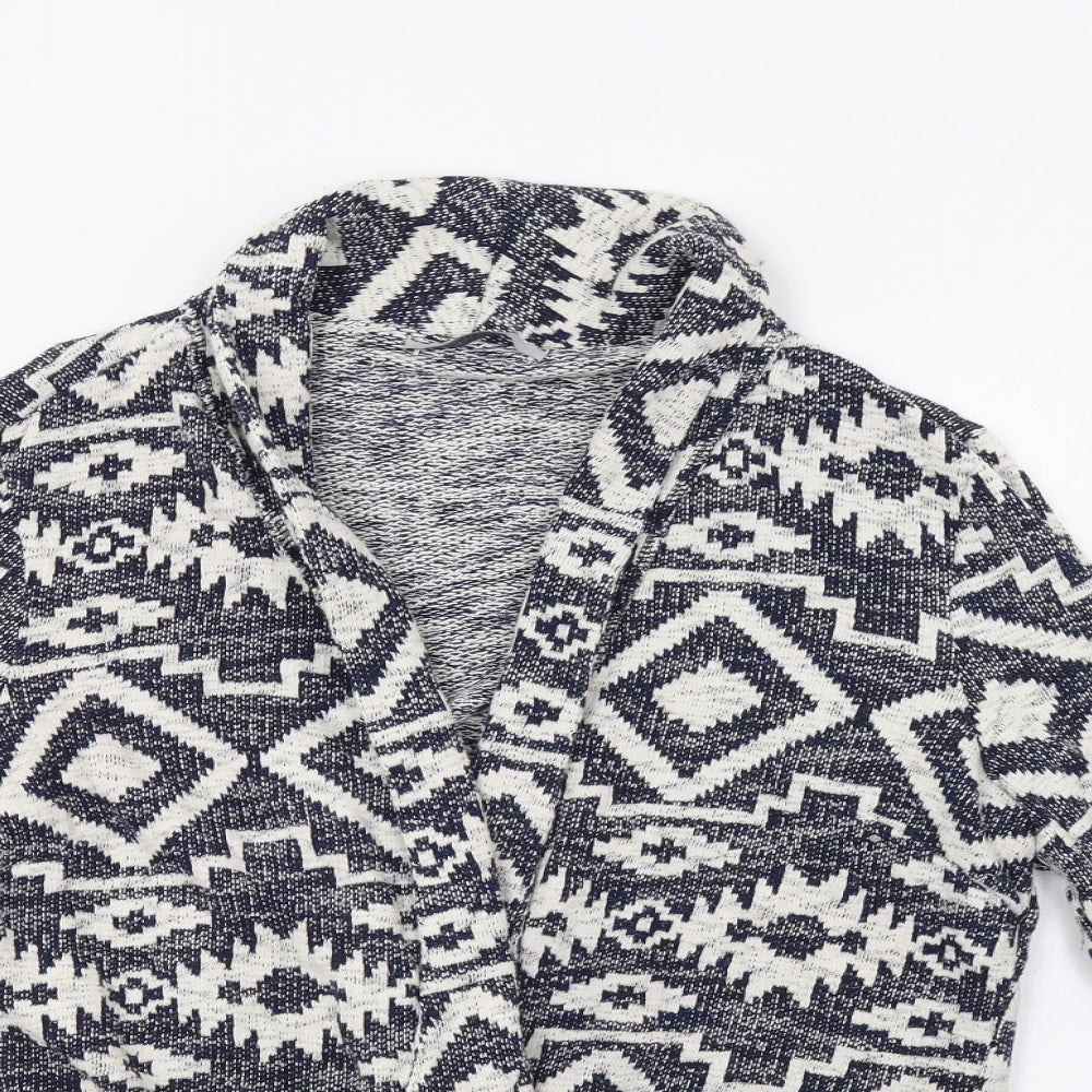 George Womens Blue Geometric  Overcoat Coatigan Size 14