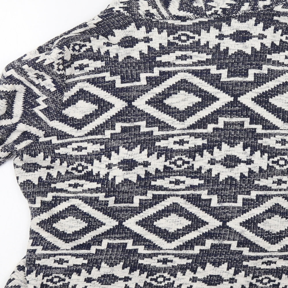 George Womens Blue Geometric  Overcoat Coatigan Size 14