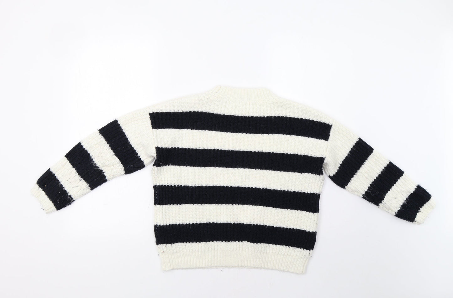 TU Womens White Striped  Pullover Jumper Size 12