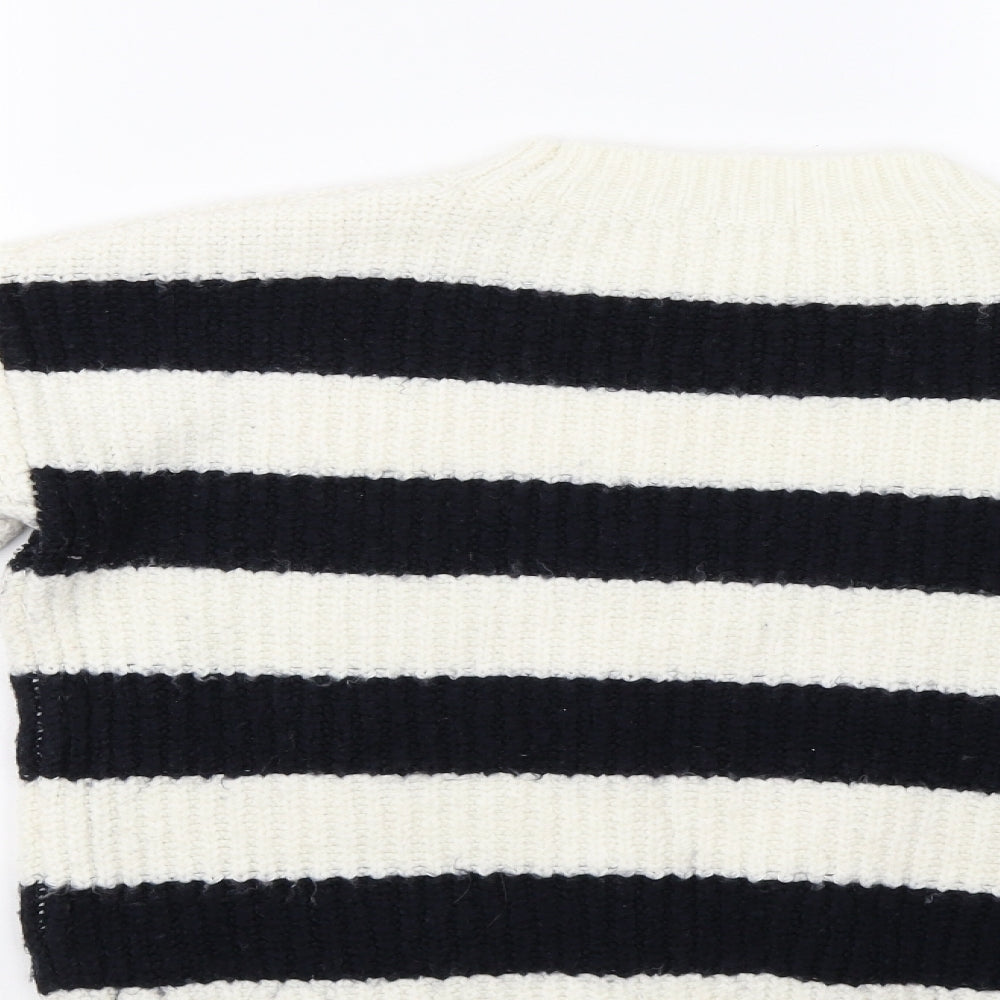 TU Womens White Striped  Pullover Jumper Size 12