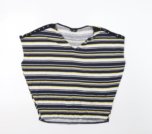 F&F Womens Multicoloured Striped  Basic Blouse Size 14