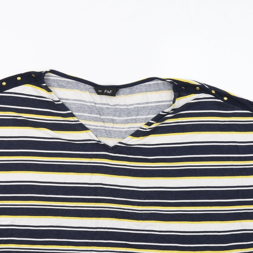 F&F Womens Multicoloured Striped  Basic Blouse Size 14