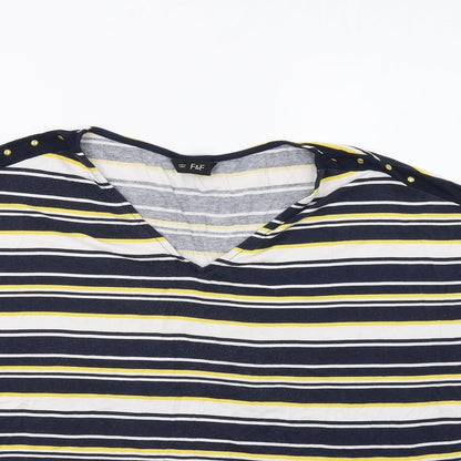 F&F Womens Multicoloured Striped  Basic Blouse Size 14