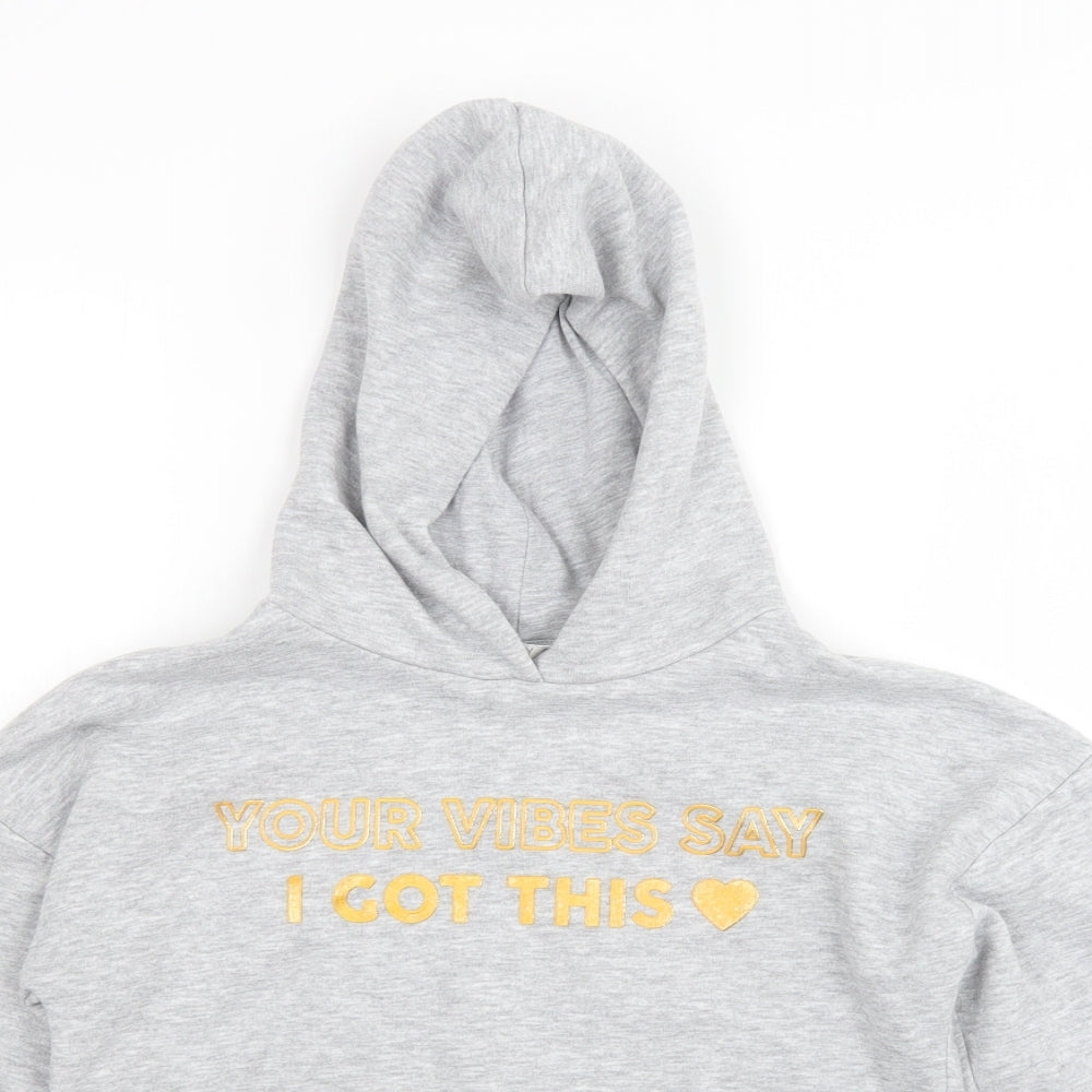 Candy Couture Girls Grey   Pullover Hoodie Size 11 Years  - Cropped