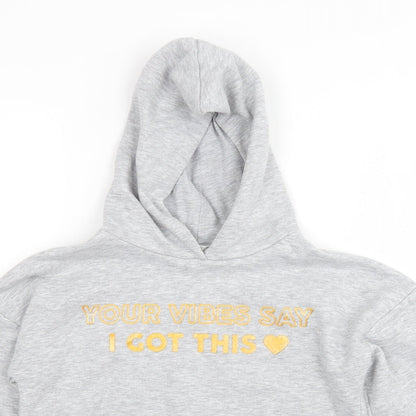Candy Couture Girls Grey   Pullover Hoodie Size 11 Years  - Cropped