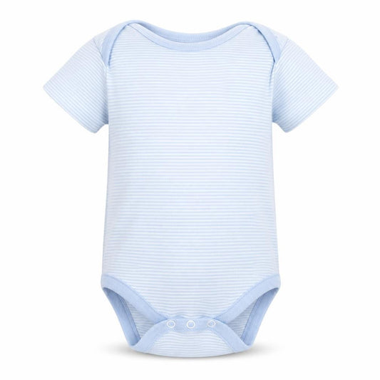Front view of Next boys’ blue striped leotard one-piece, size 18-24, months