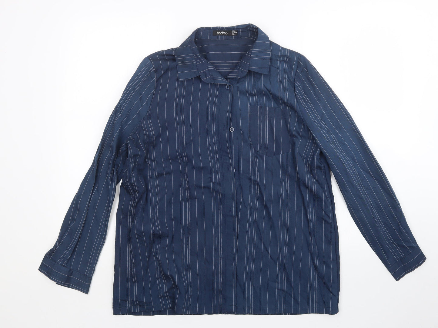 Boohoo Womens Blue   Basic Button-Up Size 10