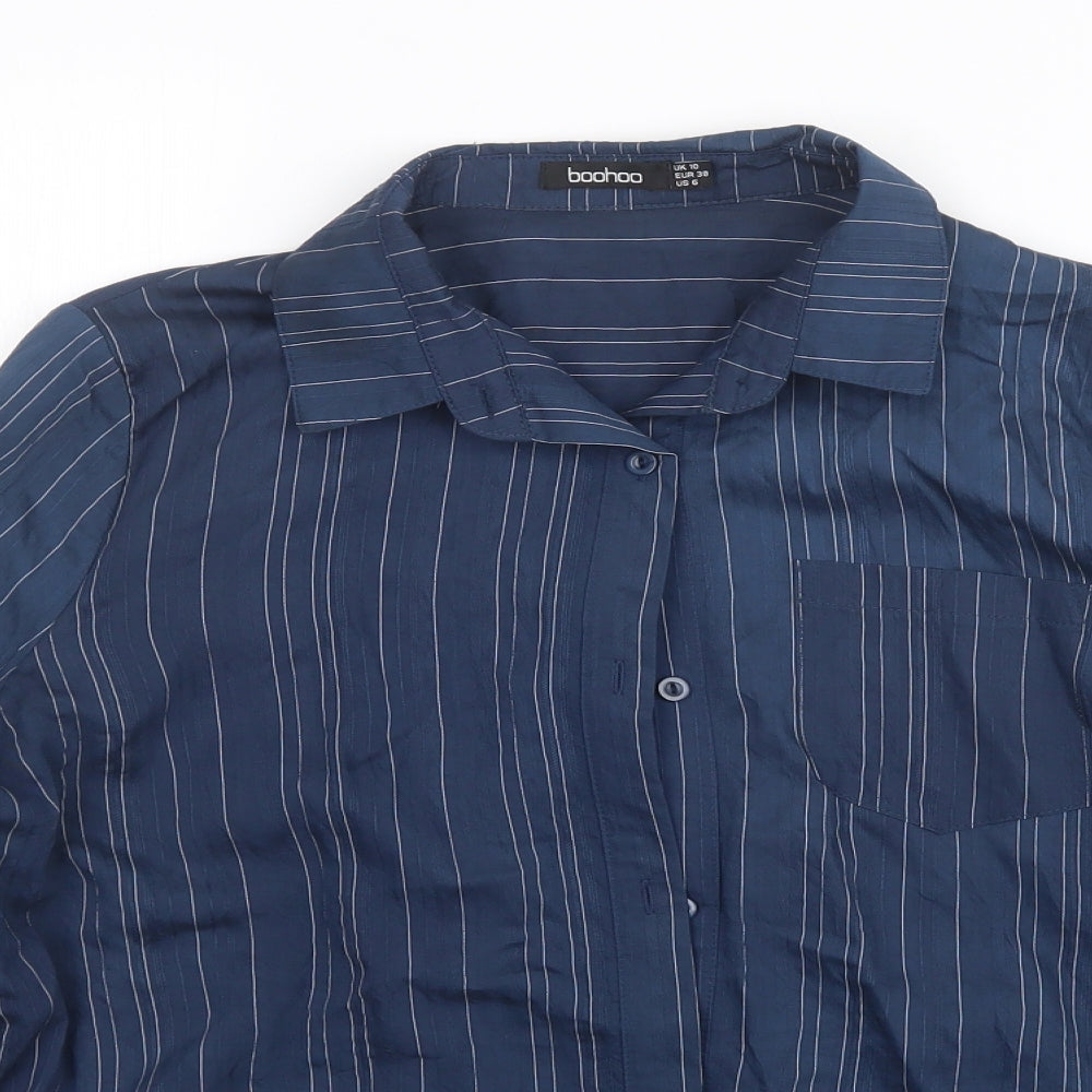 Boohoo Womens Blue   Basic Button-Up Size 10