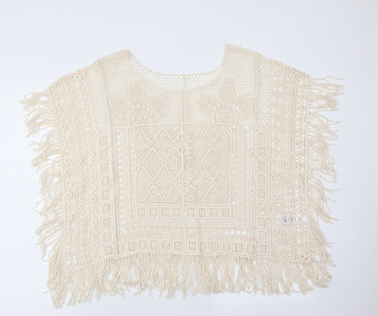 George Womens Ivory Floral  Cape Jumper Size S