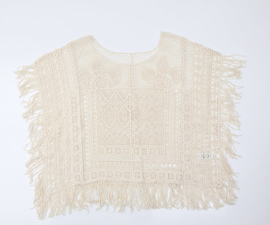 George Womens Ivory Floral  Cape Jumper Size S