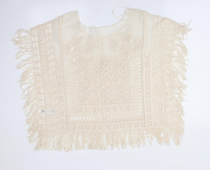 George Womens Ivory Floral  Cape Jumper Size S