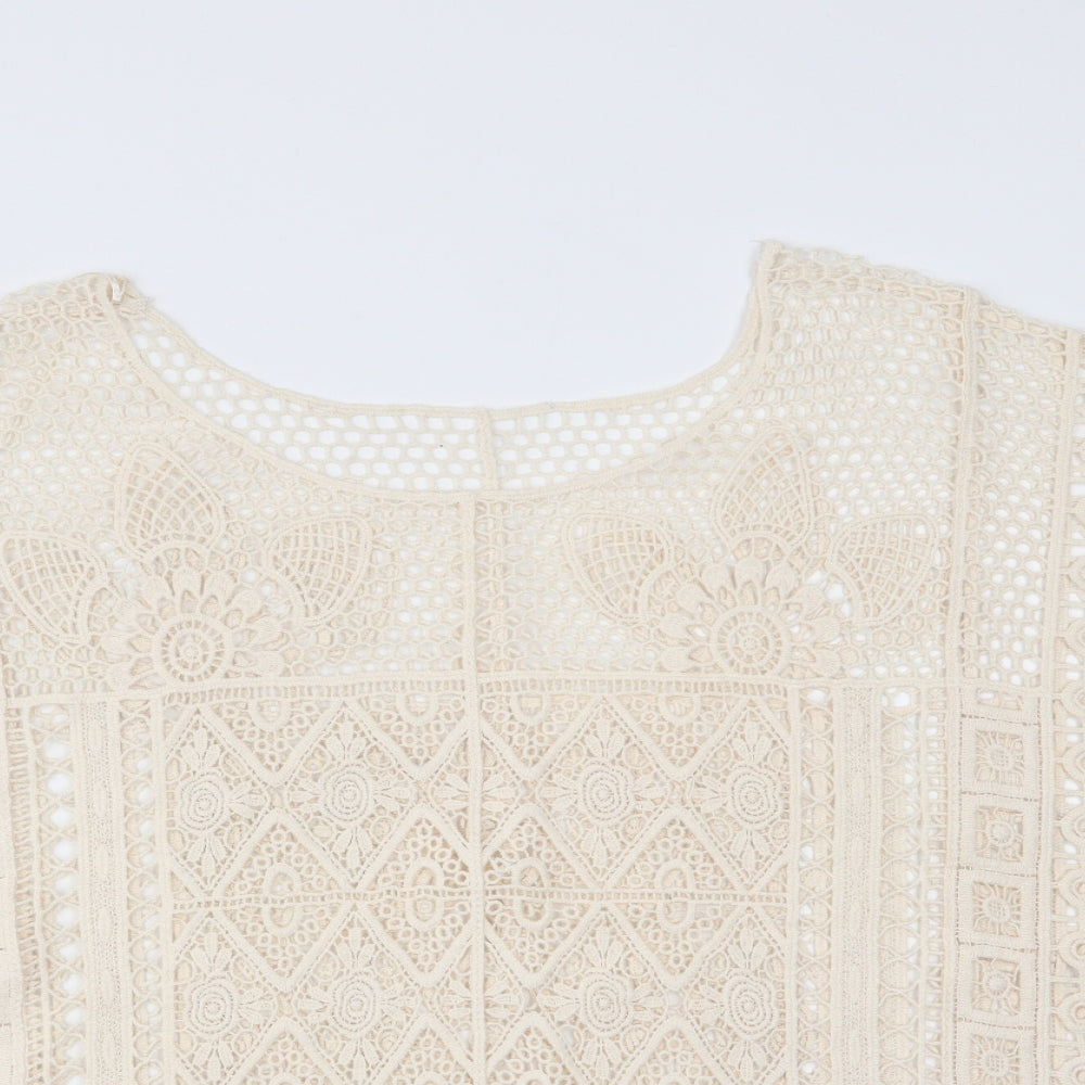 George Womens Ivory Floral  Cape Jumper Size S