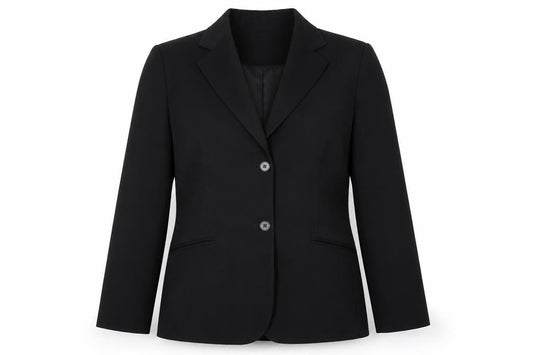Front view of Jones New York women’s black jacket, size UK 12