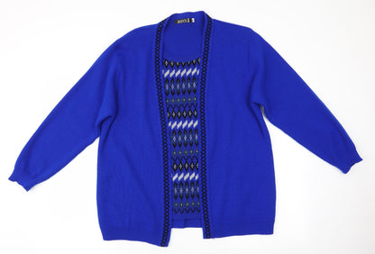 Envy Womens Blue Geometric  Pullover Jumper Size XL  - Faux Cardigan Front