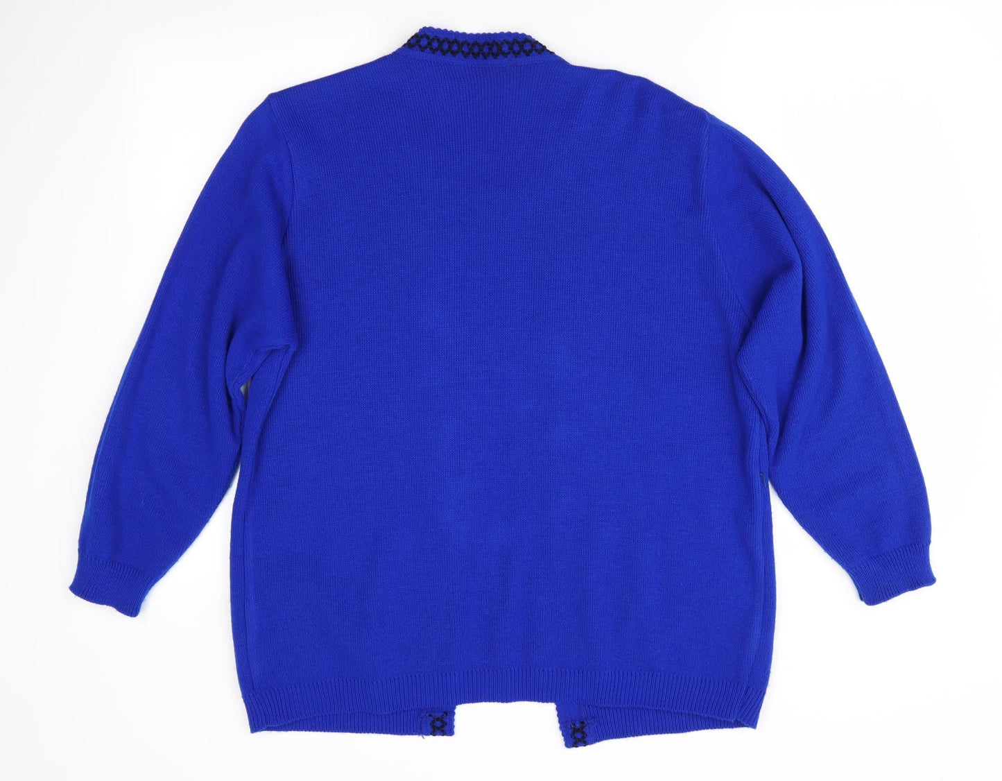 Envy Womens Blue Geometric  Pullover Jumper Size XL  - Faux Cardigan Front