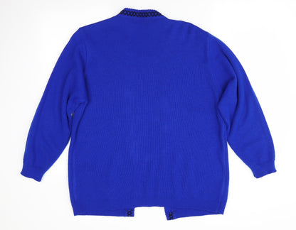 Envy Womens Blue Geometric  Pullover Jumper Size XL  - Faux Cardigan Front