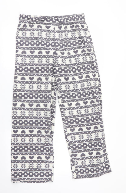 Preworn Womens Grey Striped   Pyjama Pants   - Heart Print