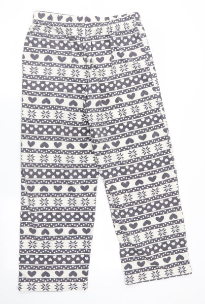 Preworn Womens Grey Striped   Pyjama Pants   - Heart Print