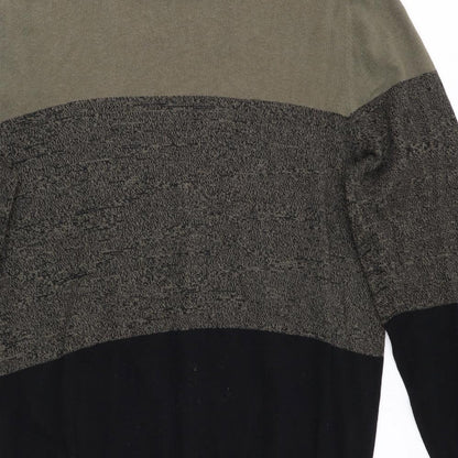 H&M Mens Green Striped  Pullover Jumper Size L