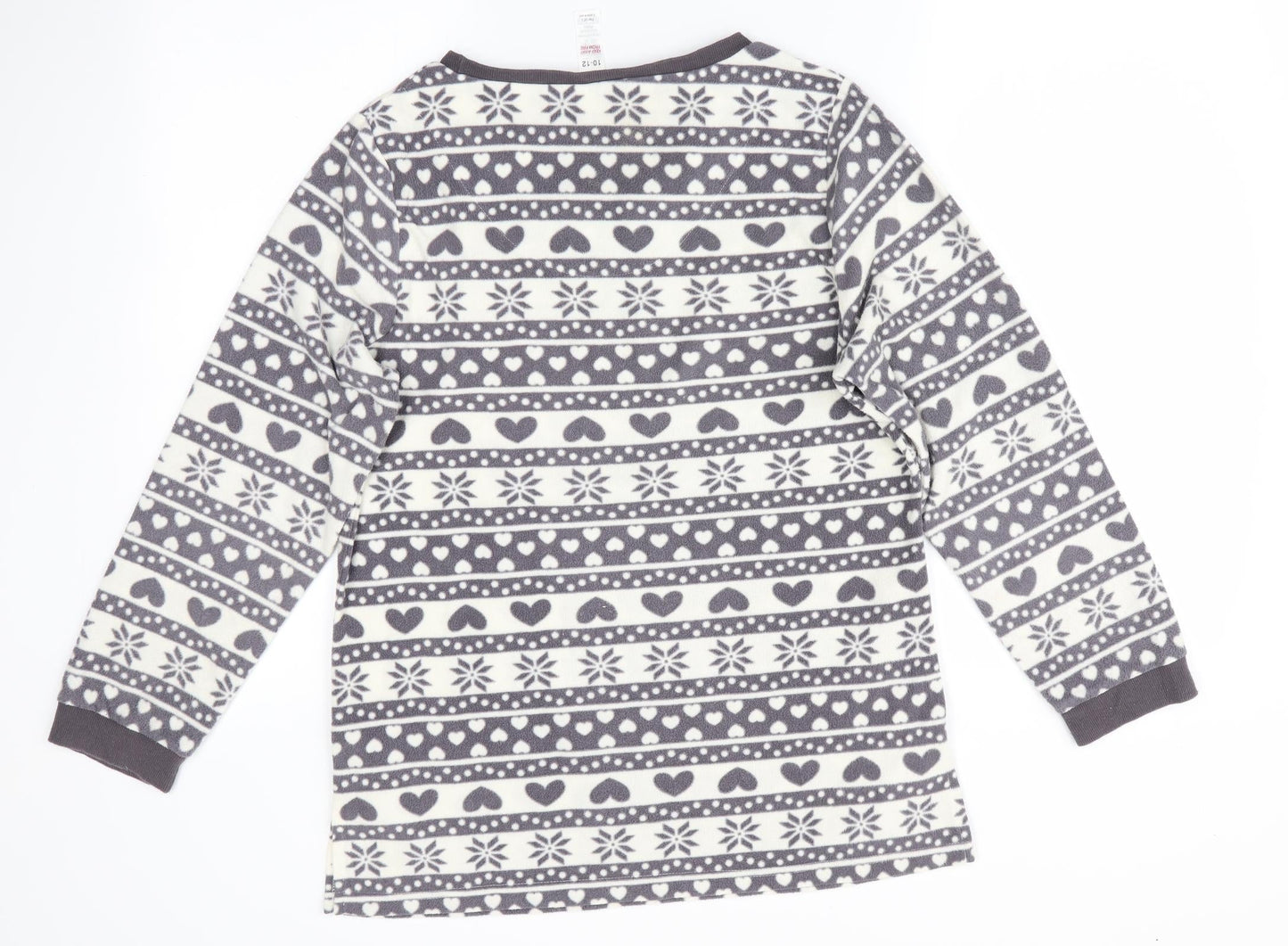 M&Co Womens Grey Striped   Pyjama Top Size 10  - Heart & Stars Print