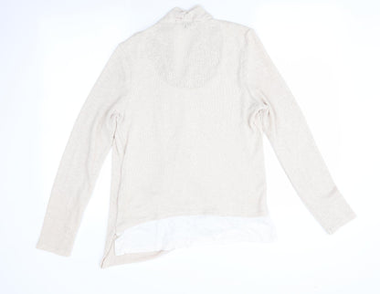 Womens UK Size L Green Envelope Beige Pullover Jumper