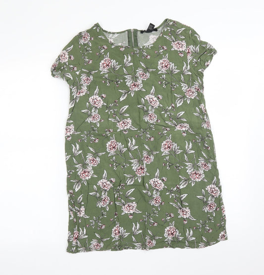 FOREVER 21 Womens Green Floral  Basic T-Shirt Size S