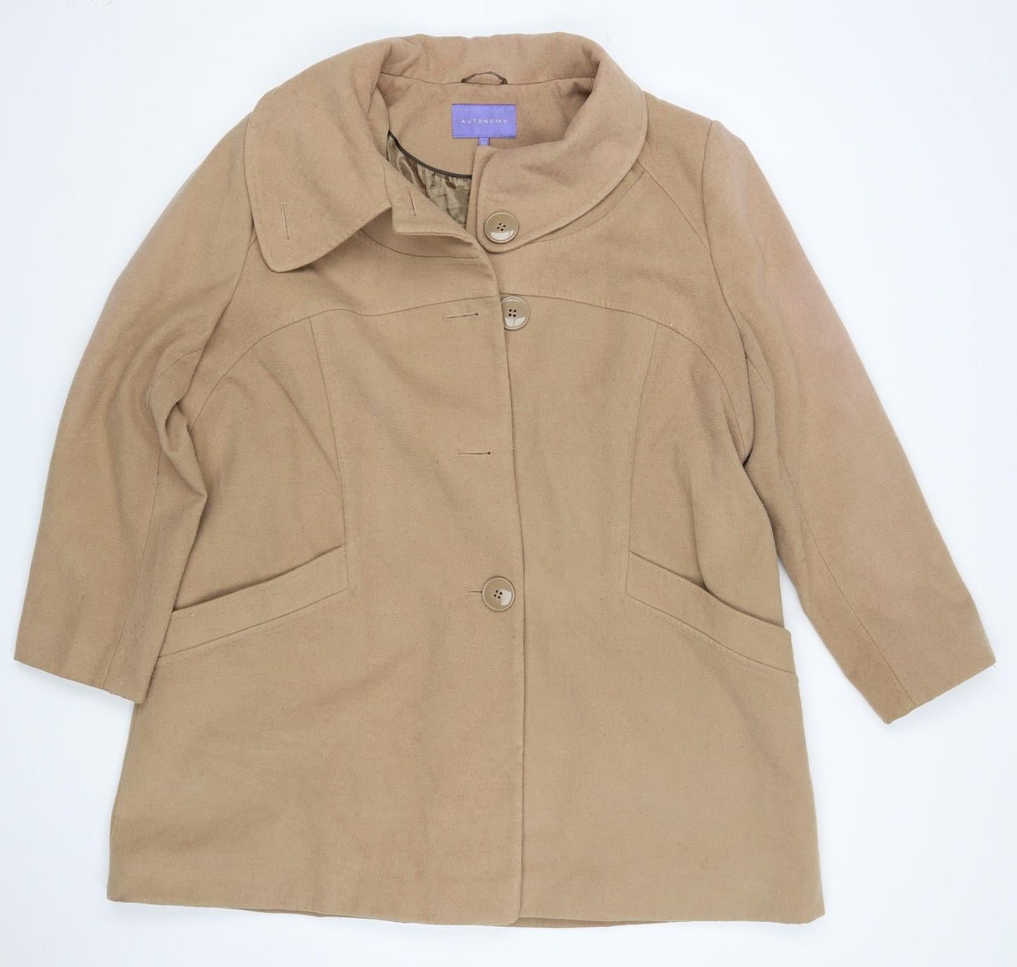 Autonomy Womens Brown   Overcoat Coat Size 20