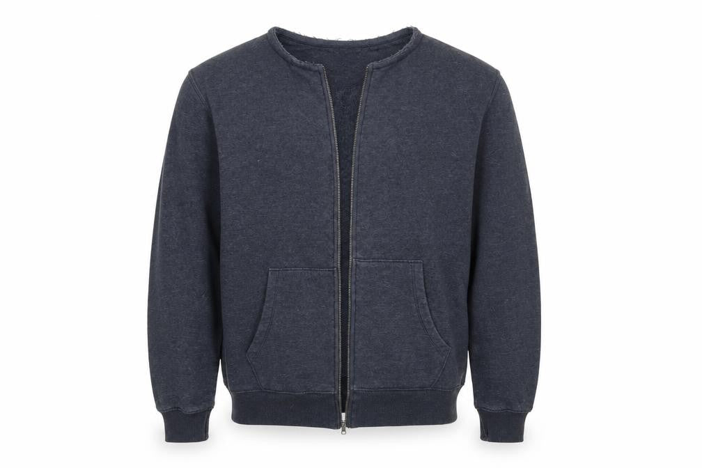 Front view of Matalan men’s blue full zip sweatshirt, size L