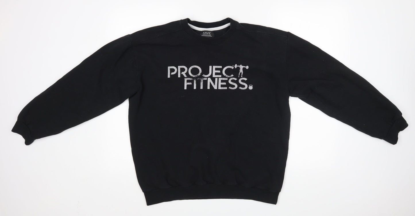 Anvil Mens Black   Pullover Jumper Size L  - PROJECT FITNESS