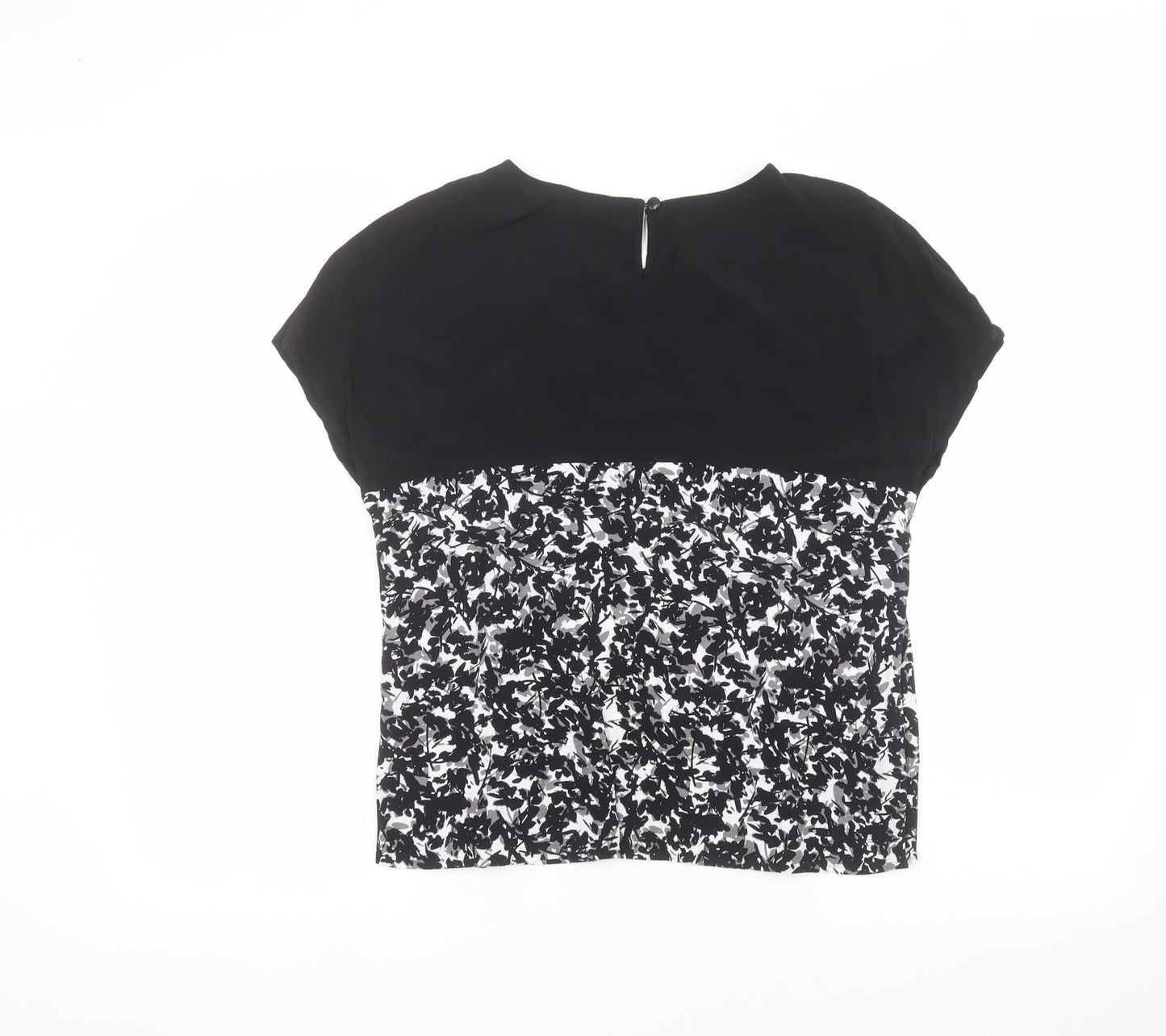 minuet Womens Black Floral  Basic T-Shirt Size 10