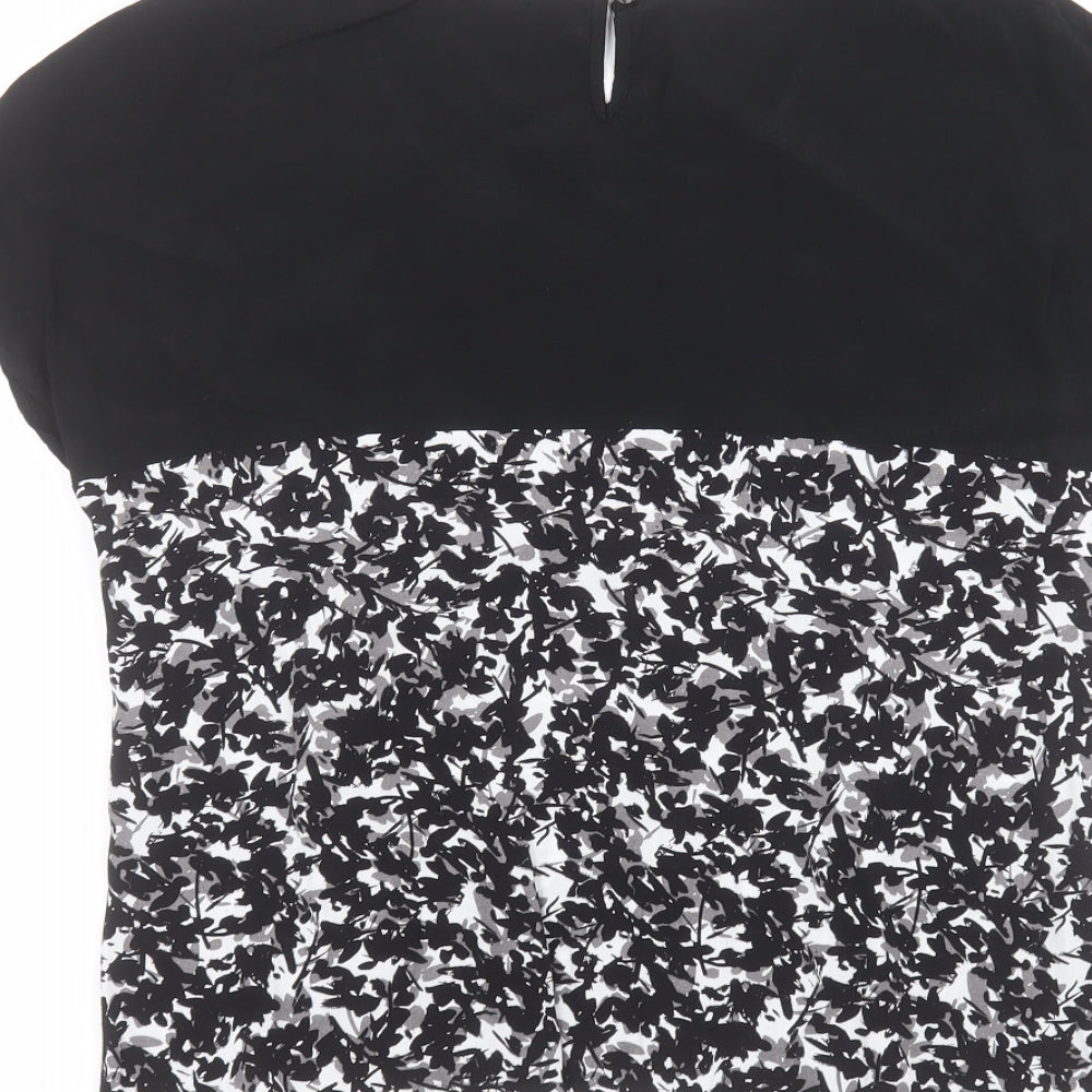 minuet Womens Black Floral  Basic T-Shirt Size 10