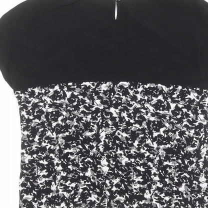 minuet Womens Black Floral  Basic T-Shirt Size 10