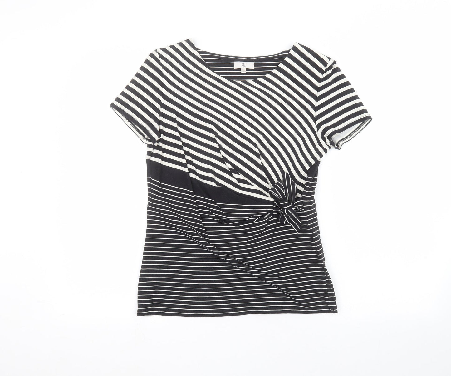 Womens UK Size S Country Club Black Basic T-Shirt
