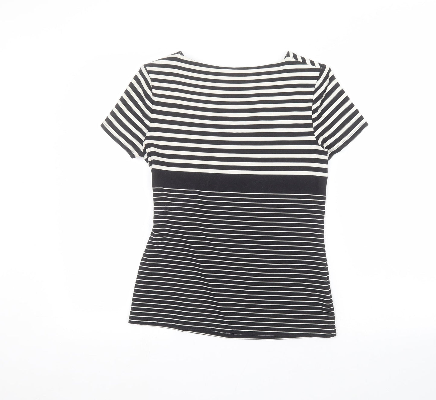 Womens UK Size S Country Club Black Basic T-Shirt