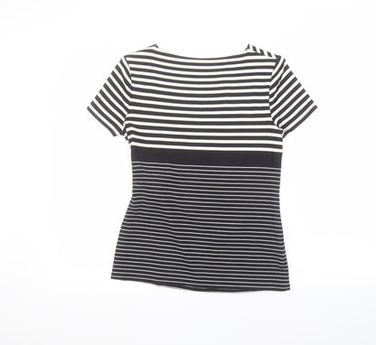 Womens UK Size S Country Club Black Basic T-Shirt