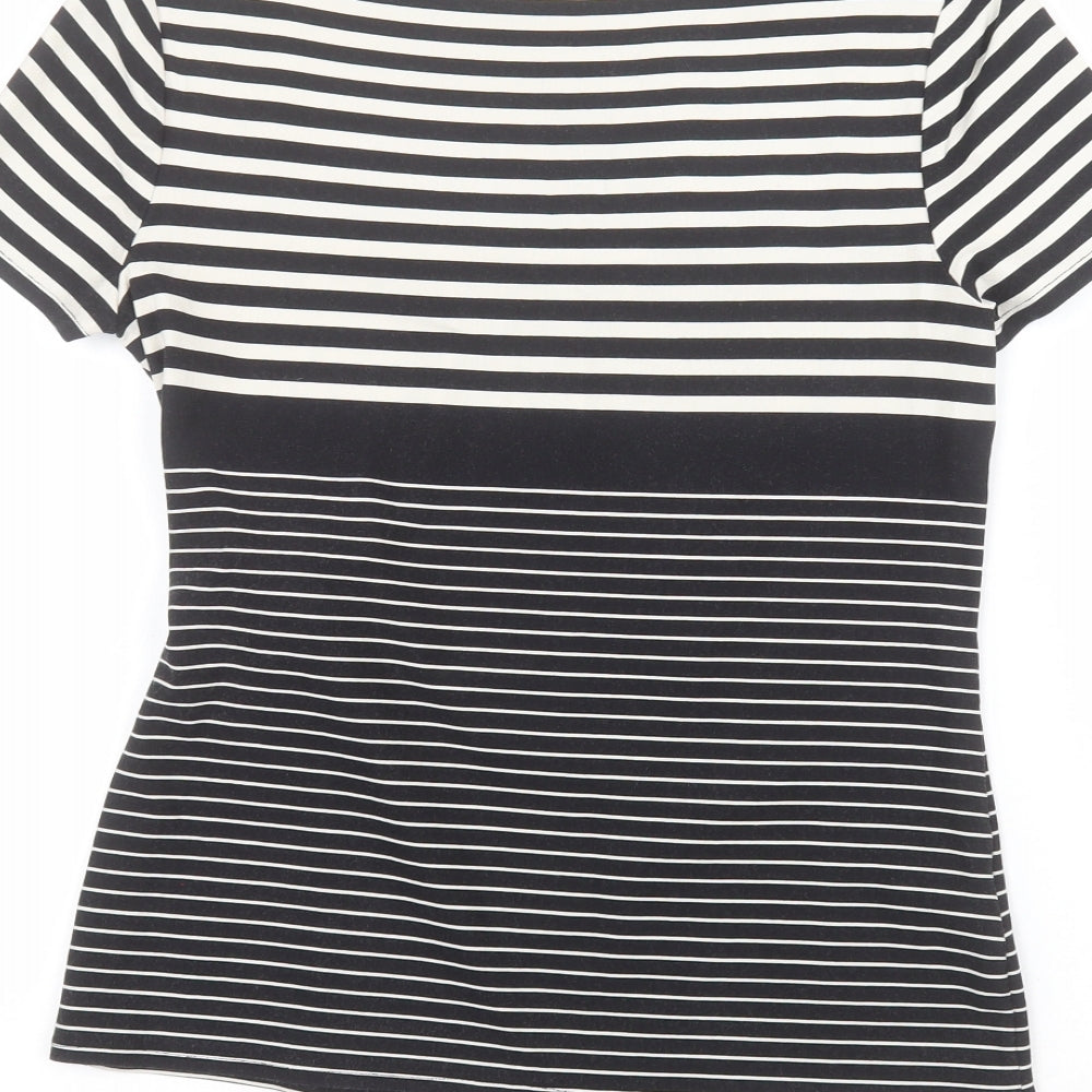 Womens UK Size S Country Club Black Basic T-Shirt