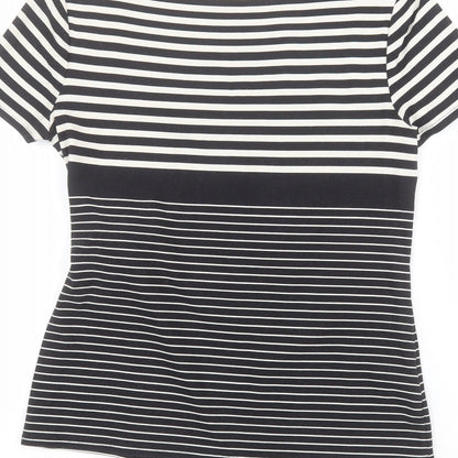 Womens UK Size S Country Club Black Basic T-Shirt