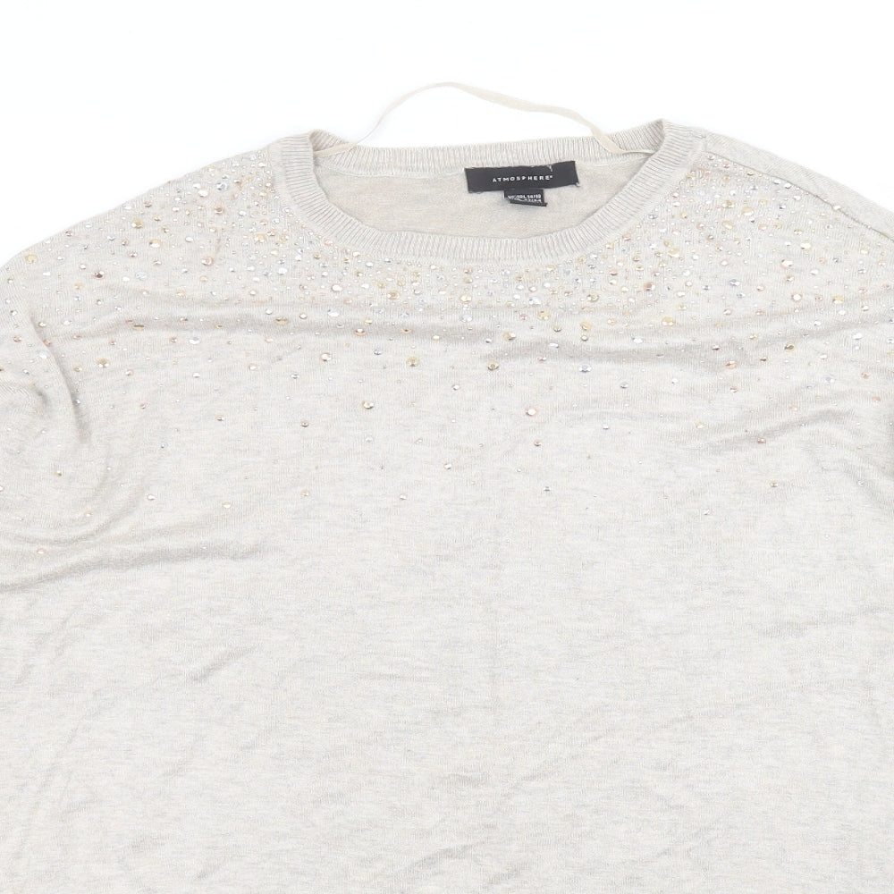 Womens UK Size 14 Atmosphere Beige Basic T-Shirt