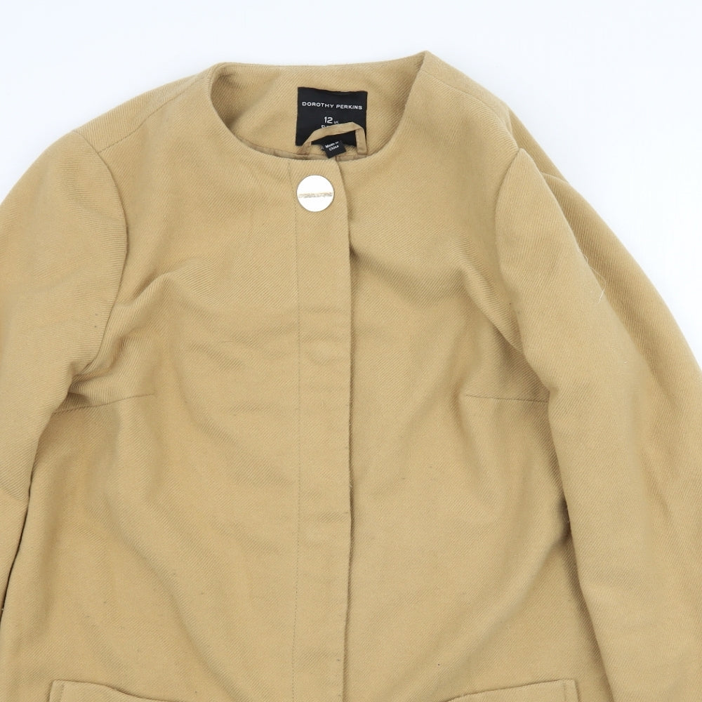 Womens UK Size 12 Dorothy Perkins Beige Overcoat