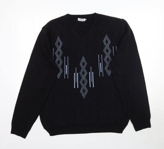 Matalan Mens Black  Knit Pullover Jumper Size M