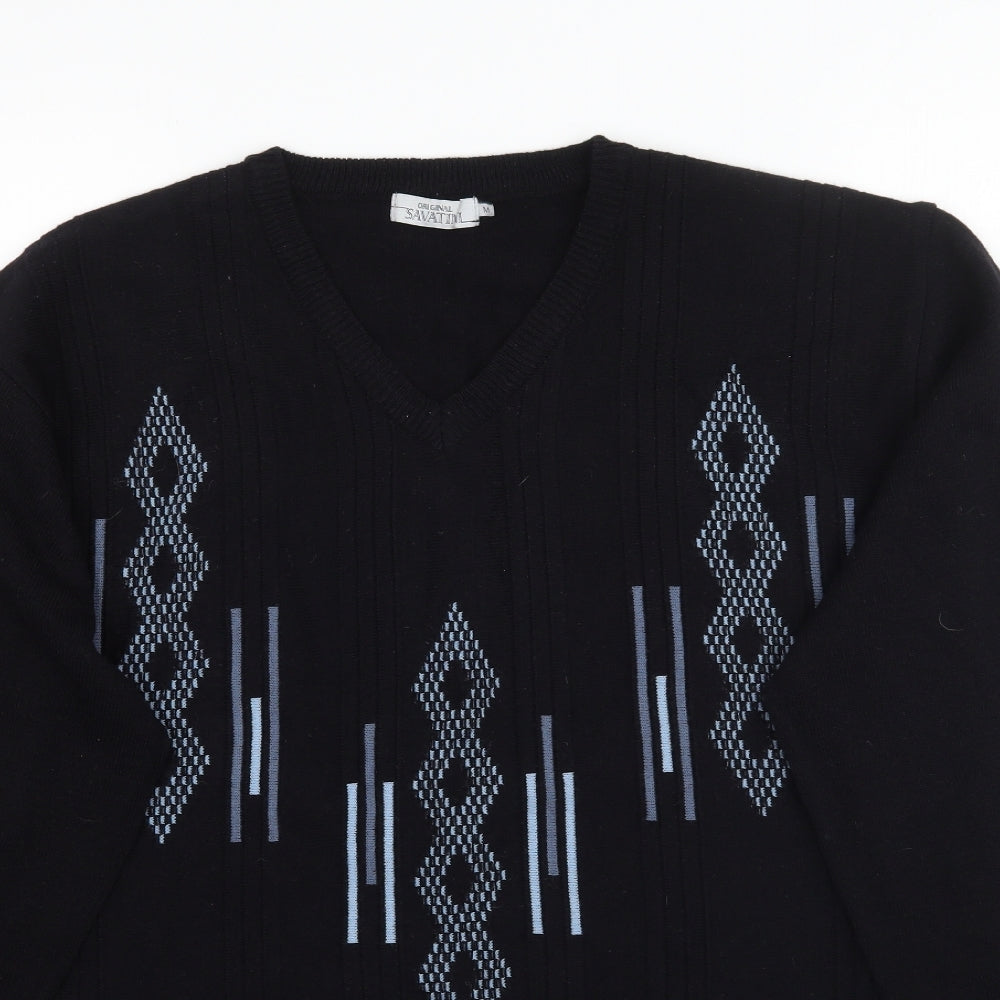 Matalan Mens Black  Knit Pullover Jumper Size M