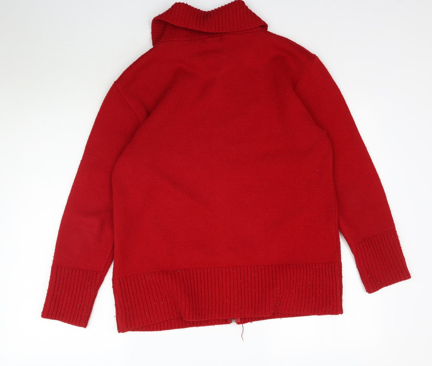 Womens UK Size L Preworn Red Full Zip Jumper