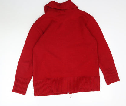 Womens UK Size L Preworn Red Full Zip Jumper
